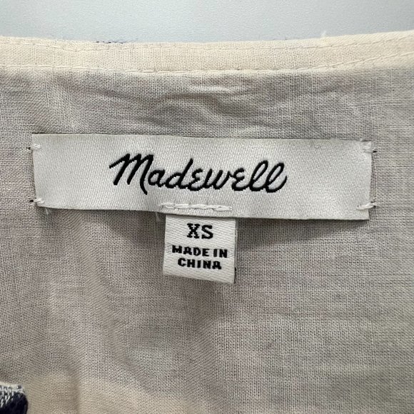 Madewell Embroidered Sunray Linen Blend Shirtdress A-Line Dress Check Size XS - Picture 5 of 13
